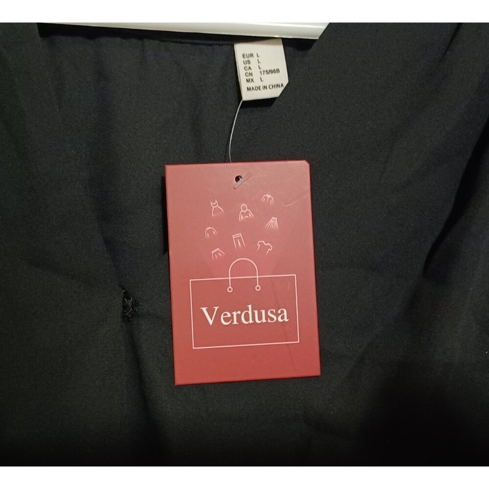 Verdusa Women's Long Sleeve Wrap V Neck Leotard Blouse Bodysuit BlackSolid L - Picture 3 of 5